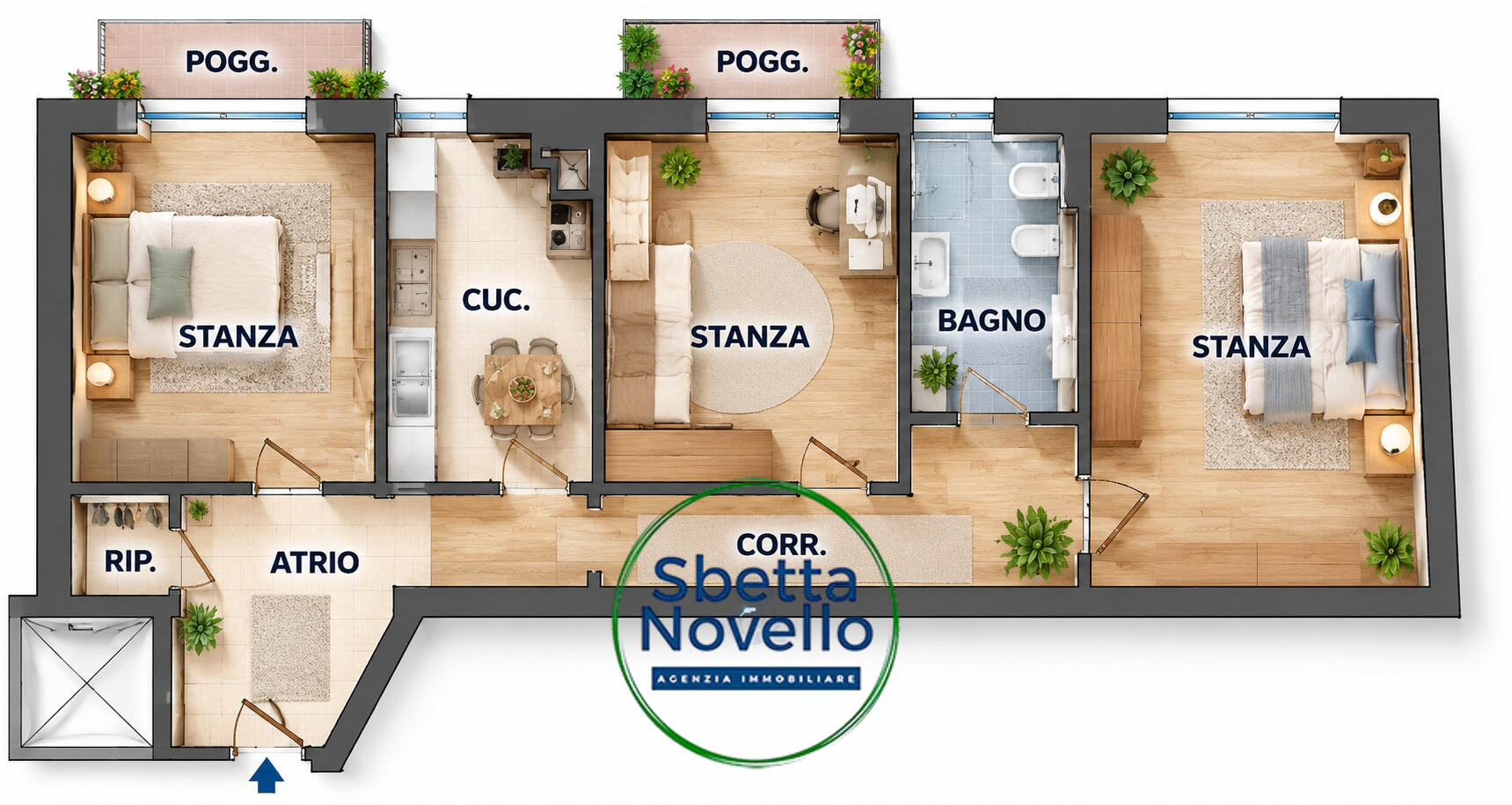 APPARTAMENTO CON 2/3 CAMERE
